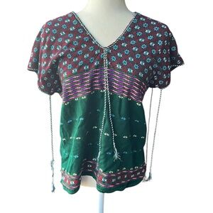 Karen Hill Tribe Colorful Woven Blouse Pull-over